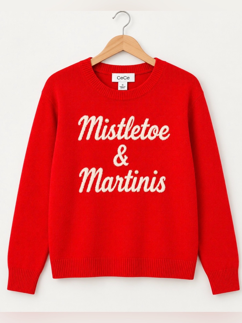 CeCe Red 'Mistletoe & Martinis' Crewneck Sweater